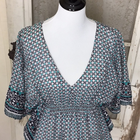 4/$25 Loft Geometric Poncho Bat Wing Blouse K9 - Picture 4 of 8